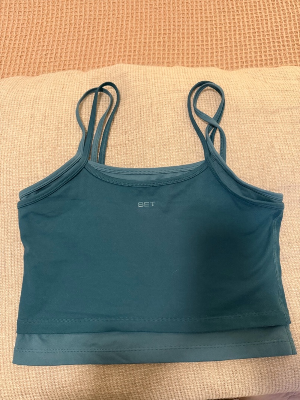 SET Active Teal Double-Strap Cropped Tank